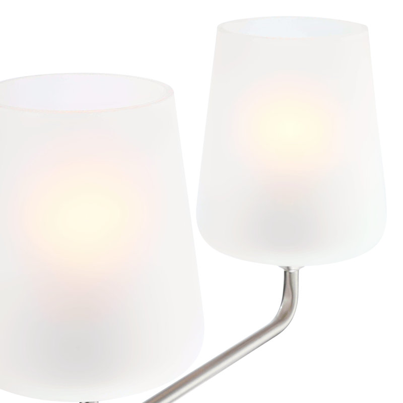 Stasia Vanity Light with Frosted Glass Tapered Shades for Bathroom, Satin Nickel, 4