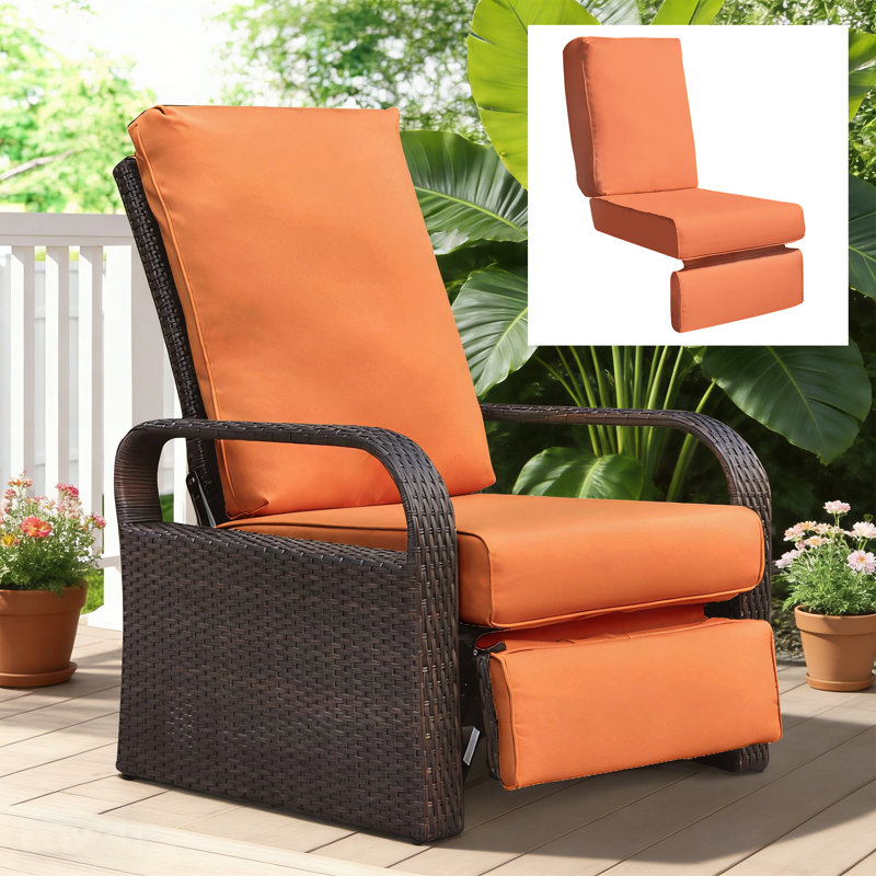 Outdoor 5.5'' Recliner Chair / Back Cushion, Orange, Orange