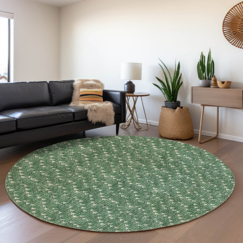 Tapis vert Cerrito AMF514 lavable à la machine de qualité supérieure, Rond 8 pi