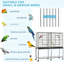 Cage à oiseaux 65 po à double roulement en métal avec support amovible, tablette de rangement, perchoir en bois et contenant à nourriture