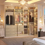 87.2" L x 39.2" W x 80" H Corner Closet System, Freestanding Closet Organizer System with 5 Drawers & 12 Shelves
