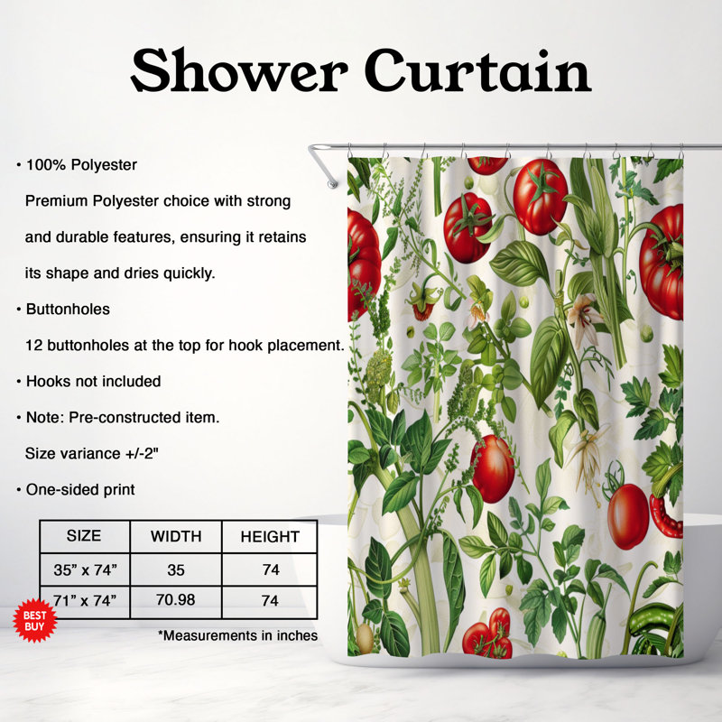New Cabbage - Rideau de douche Premium, H 74 po x l 71 po