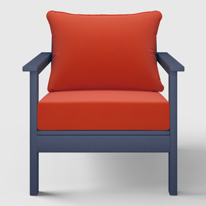 Chaise profonde avec coussins (ensemble de 2), Marine, Orange