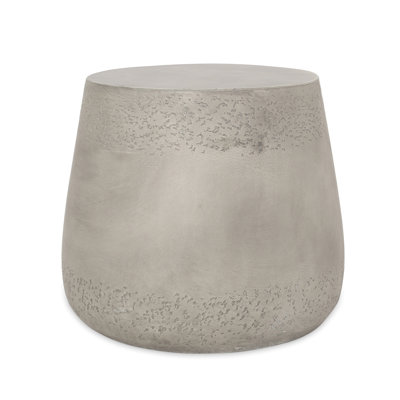 Lightweight Concrete Side Table In Drum Shape - Theme, No Assembly, 19.5"W X 19.5"D 16.35"H, Gray For Theme Shape, Finish