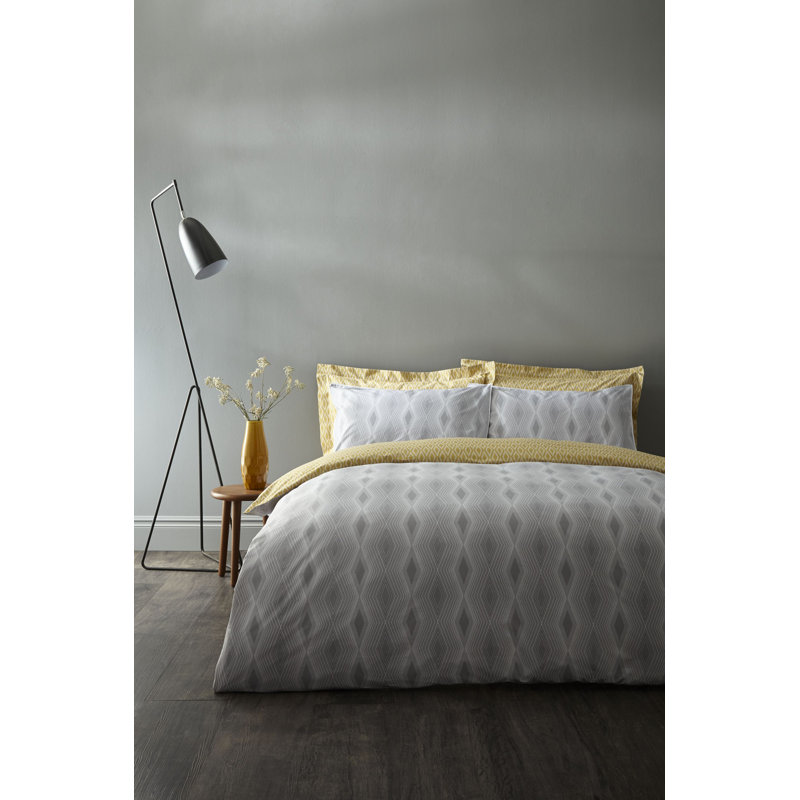 Ziggurat Grey/Yellow 144 TC, Double - 2 Standard Pillowcases