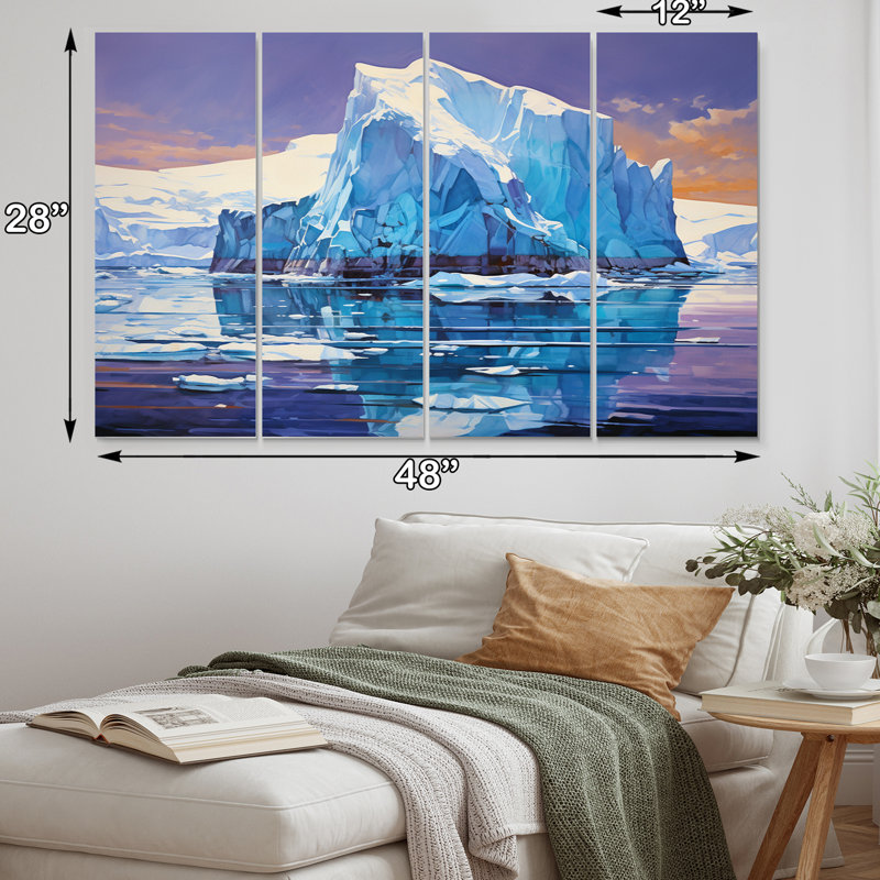 " Teal Iceberg Unseen Depths " 4 - Pieces