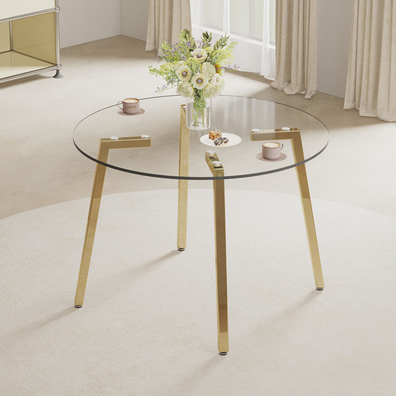 Table de salle à manger Heimoana, Doré, H 29,5 po x l 40 po x P 40 po