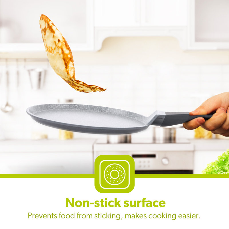 Royalford Non-Stick Pan Crepe Tawa, 28Cm, Cast Aluminium, Grey
