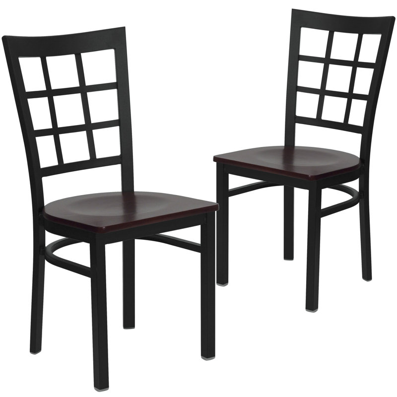 Prompton Window Back Metal Restaurant Chair, Mahogany