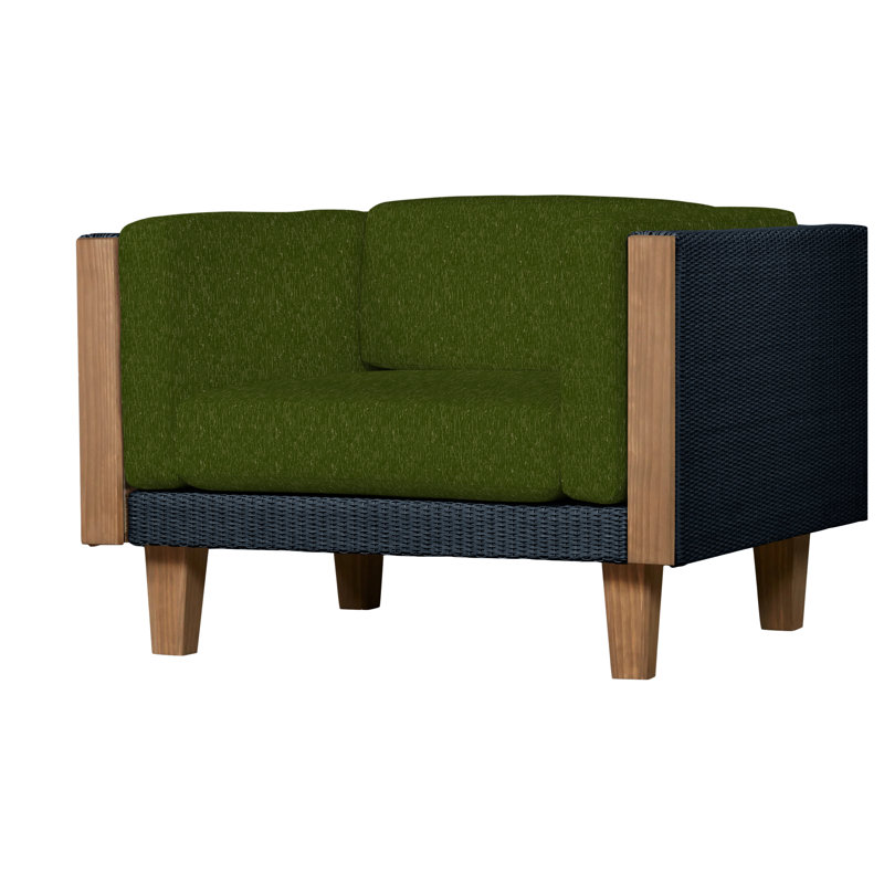 Catalina Outdoor Teak Lounge Chair, Bamboo Bay Sky, Ebony