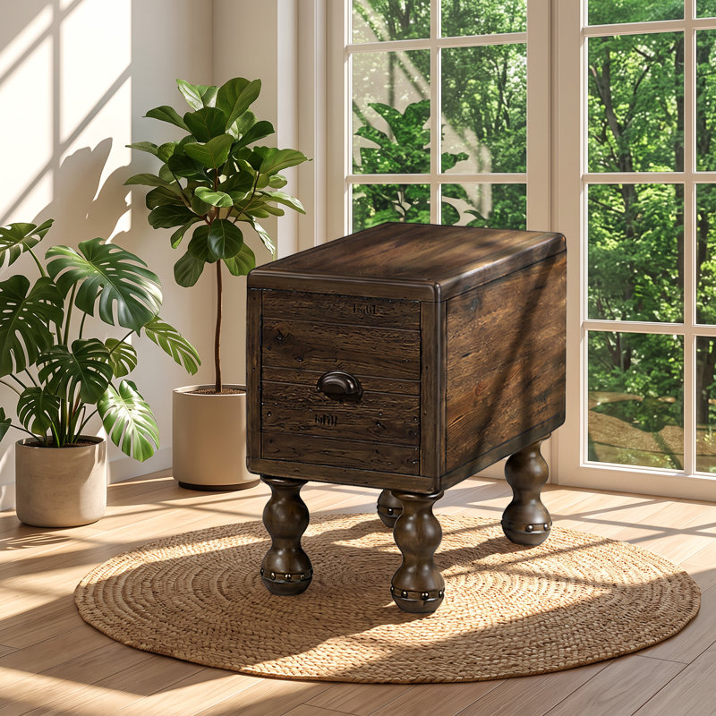 Table d'appoint en pin massif, 1 tiroir, dimensions : FSH 23,6 po L x 12,6 po P x 20,5 po H