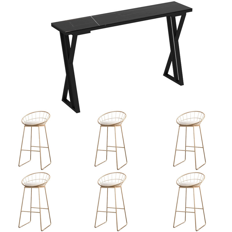 Edenfield, Noir, 7 pièces: table, 6 chaises, Noir