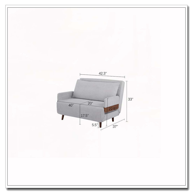 Fauteuil d'appoint rembourré convertible, Gris clair