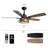 52" Crystal Ceiling Fan With Light 5-Blade Black