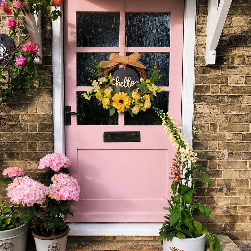 16 Inch Yellow Rose Wreath For Front Door