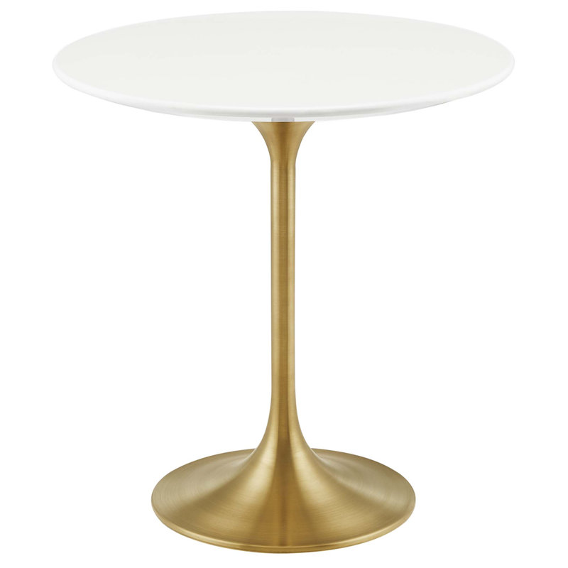 Modway Lippa Round Side Table, White, Gold