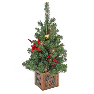 National Tree Company, 36" Christmas Vienna Waltz Decorated Table Top Tree In Pot, 35 Warm White LED Lights- Battery Operated With Remote Control