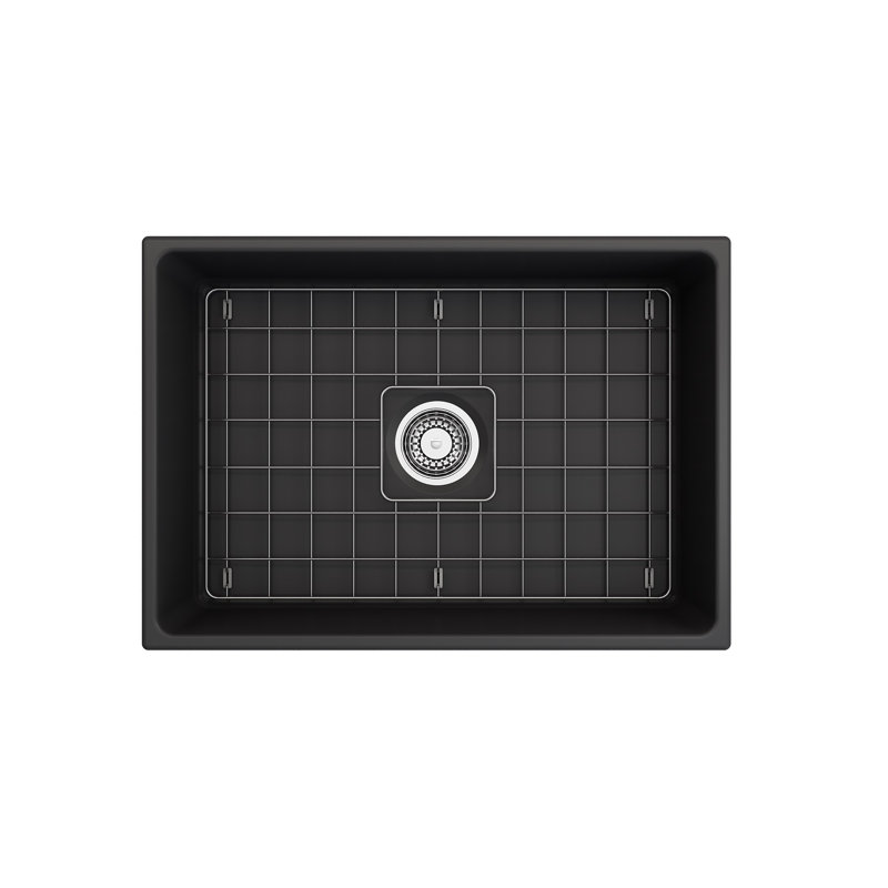 27 in. L Farmhouse Kitchen Sink, Matte Dark Gray