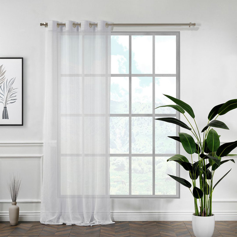 Panneau simple extra long et extra large en faux lin, Blanc, L 100 po x L 288 po