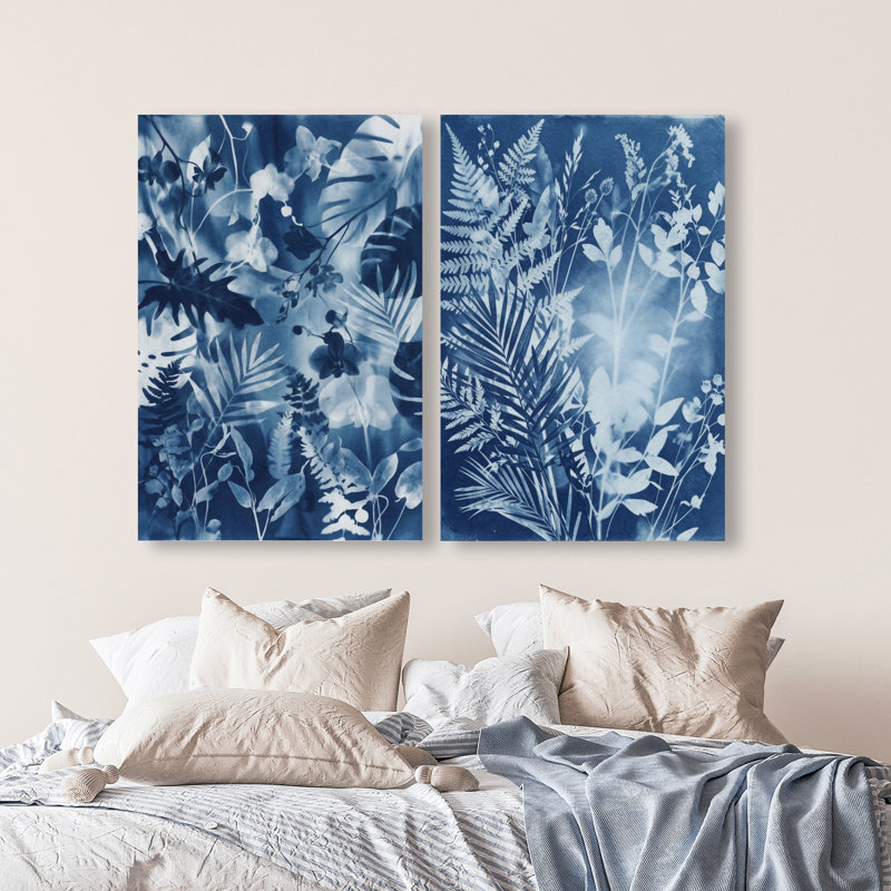 Blue Folliage Set Set by Oliver Gal, 30"H x 45"W, Gallery Wrapped