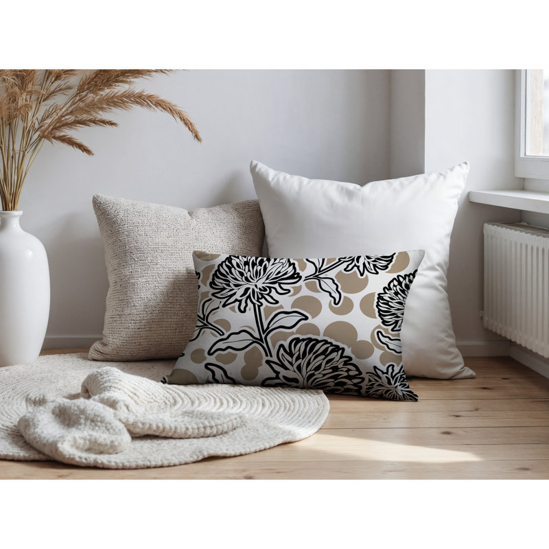 Oreiller rectangulaire réversible intérieur / extérieur Jae, Beige, Rectangle H 14 po x l 20 po