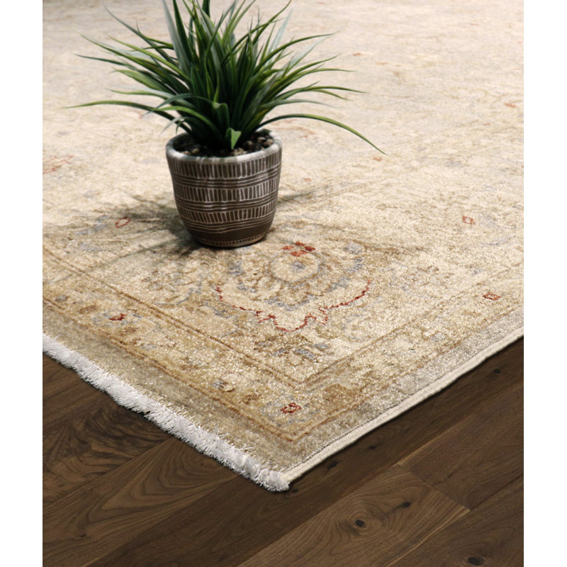 Handmade Light Blue and Beige Wool Floral 8' x 10' Area Rug