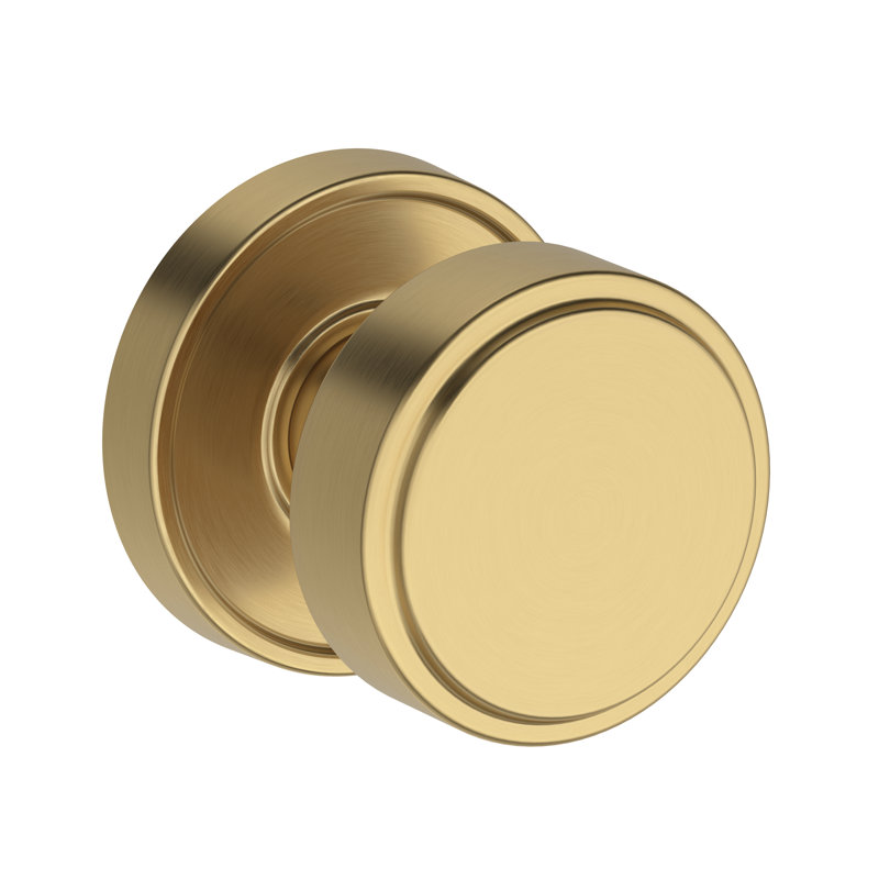 Vashon Passage Knob with Recessed Round Rose in Matte Black, Lifetime (PVD) Satin Brass