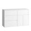 Commode blanche en mélamine embossée 47 pouces avec 4 tiroirs et 2 portes