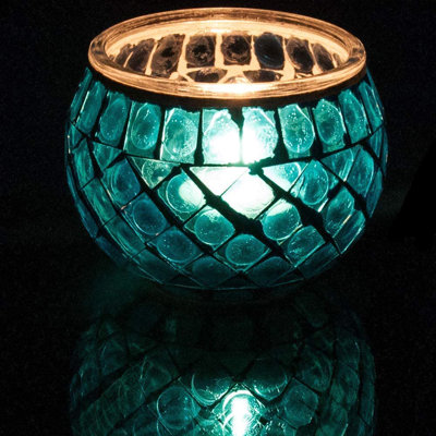 Glass Tabletop Tealight Holder with Candle Included