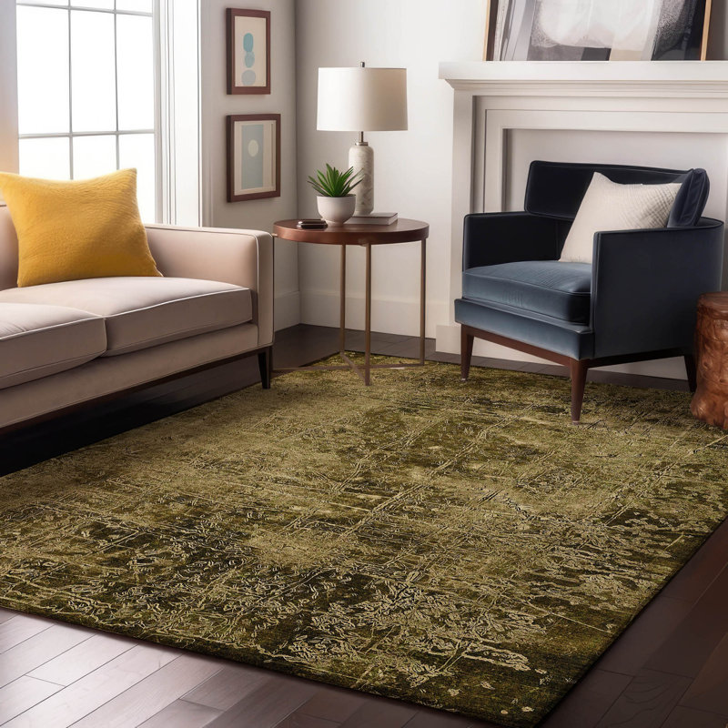 Premium Machine Washable Cerrito AMF559 Brown Rug, Rectangle 8' x 10'