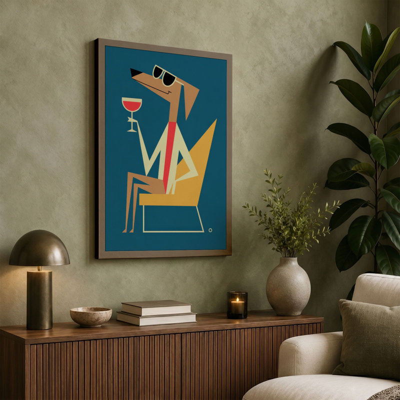 Cocktail Hour Mid-Century - Wrapped Canvas, 18x12 - 45.7 x 30.5 cm, Terracotta Border