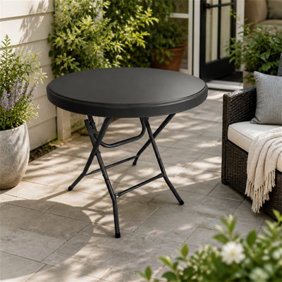 Table pliante ronde de 31,5 po, table de cocktail, table de bistro, facile à installer pour une fête en plein air, un mariage, des cafés, une cour noire