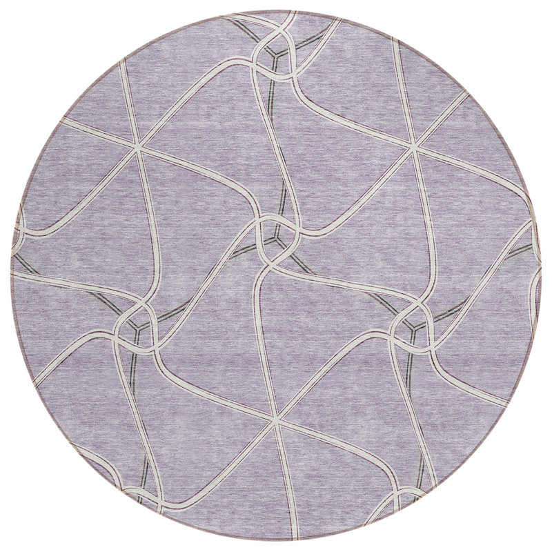 Aleg Area Rug with Non-Slip Backing, Round 8'