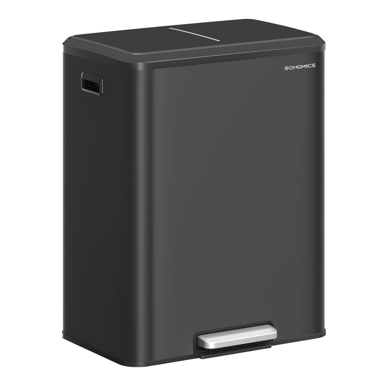 Steel Step On Kitchen Trash Can - 60L, Black