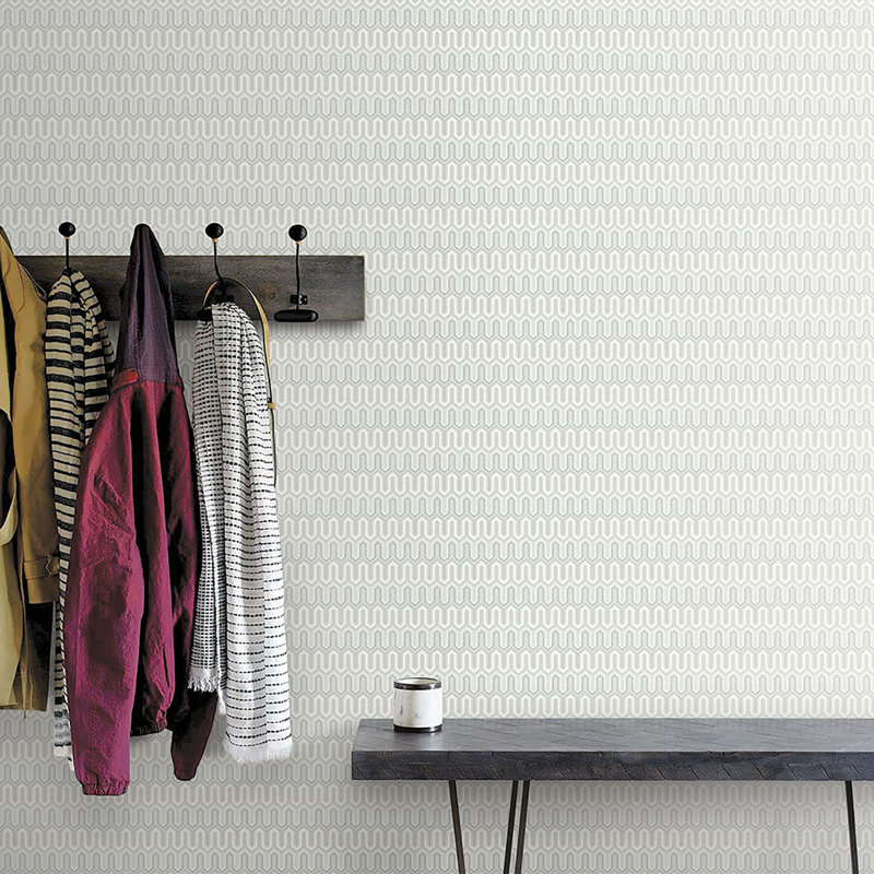 Geometrix 10m x 52.8cm Satin Wallpaper Roll, Light Grey