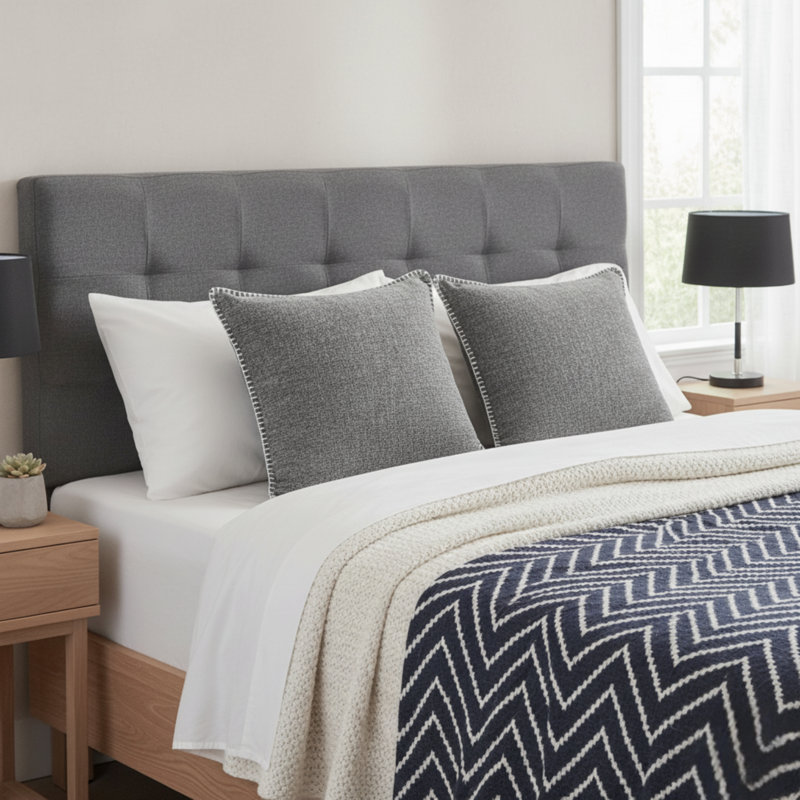 Housses de coussin en chenille douce avec bord cousu, 18 po x 18 po, Gris, Avec inserts en polyfill
