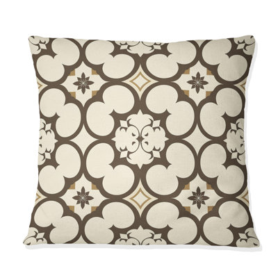 Coussin décoratif brun et beige quadrilobe III