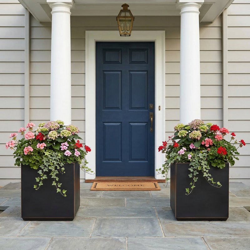 Metal Planter Box, 24" H x 21" W x 21" D, Black