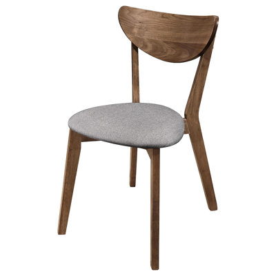 Chaise de salle à manger en noyer naturel de 2 avec sièges rembourrés gris - Finition et revêtement