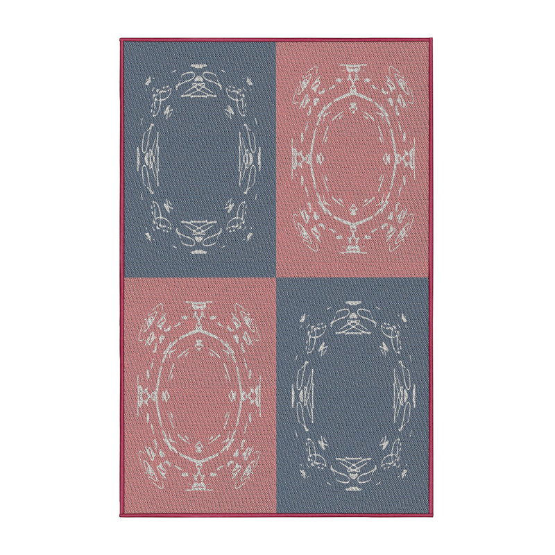 Tapis gris/zone rose à motifs, Rectangle 4 pi x 6 pi