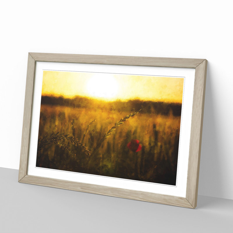 Poppy in a Meadow - Framed Print, 36cm H x 48cm W x 2cm D, Oak Framed