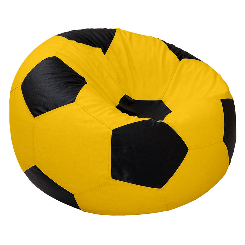 Leatherette Indoor Bean Bag Cover - Filler Not Included, Yellow/Black Faux Leather