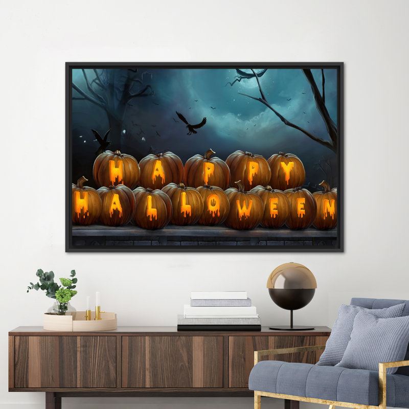 Spooky Halloween Party - Art mural surdimensionné pour la décoration intérieure, H 41 po x l 94 po, Noir
