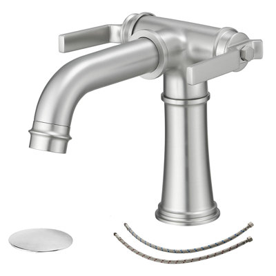 Robinet pour salle de bain à 2 poignées en nickel brossé Tremont