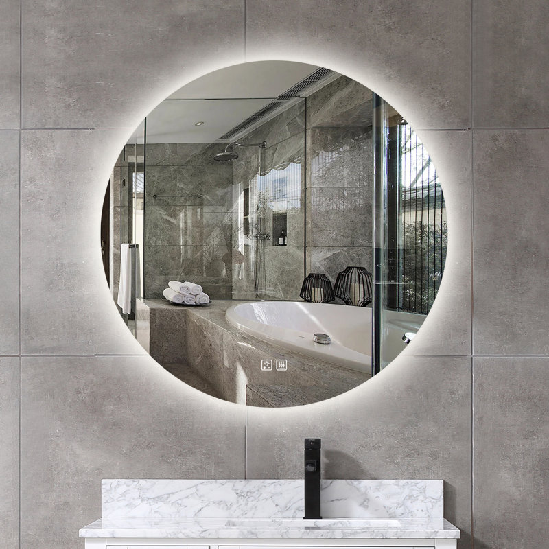 Miroir de salle de bain mural rond Naliyah Altus, 28 po x 28 po