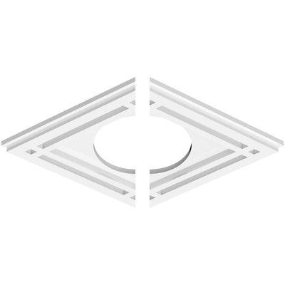 38"W x 25 3/8"H x 5"ID x 13 1/4"C x 1"P Diamond Architectural Grade PVC Contemporary Ceiling Medallion, Two Piece