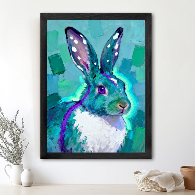 «Black», encadré rétro et coloré, adorables lapins, art mural, impressions de style rétro, H 11 po x l 9 po