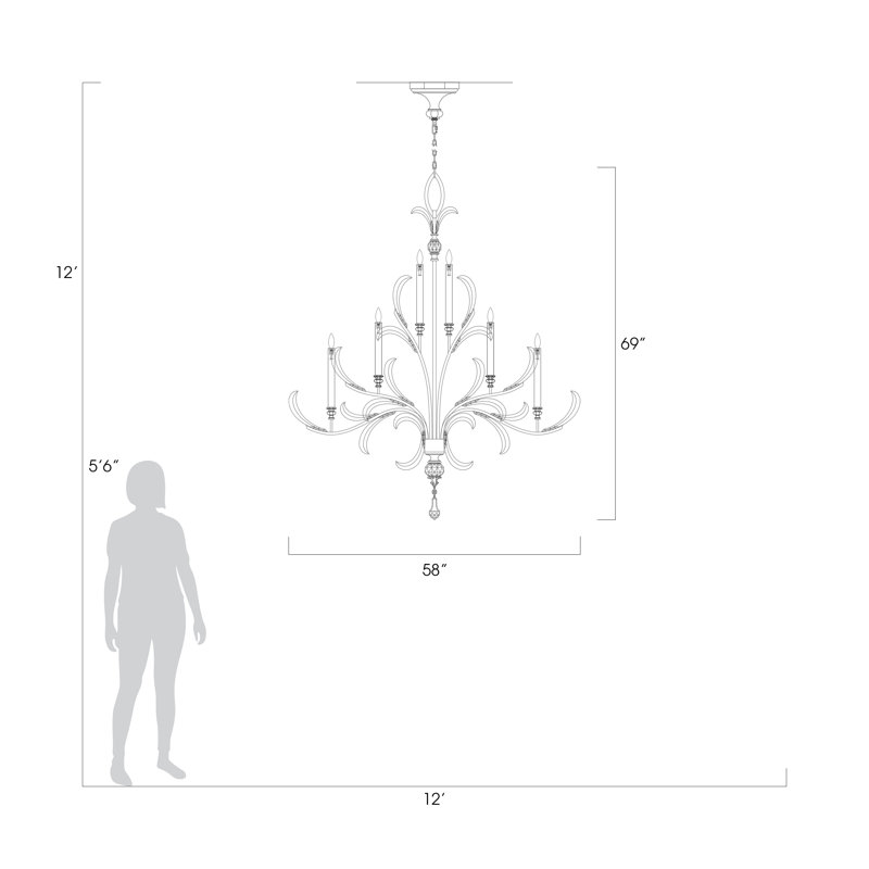 Lustre rond biseauté 58 po, Argent