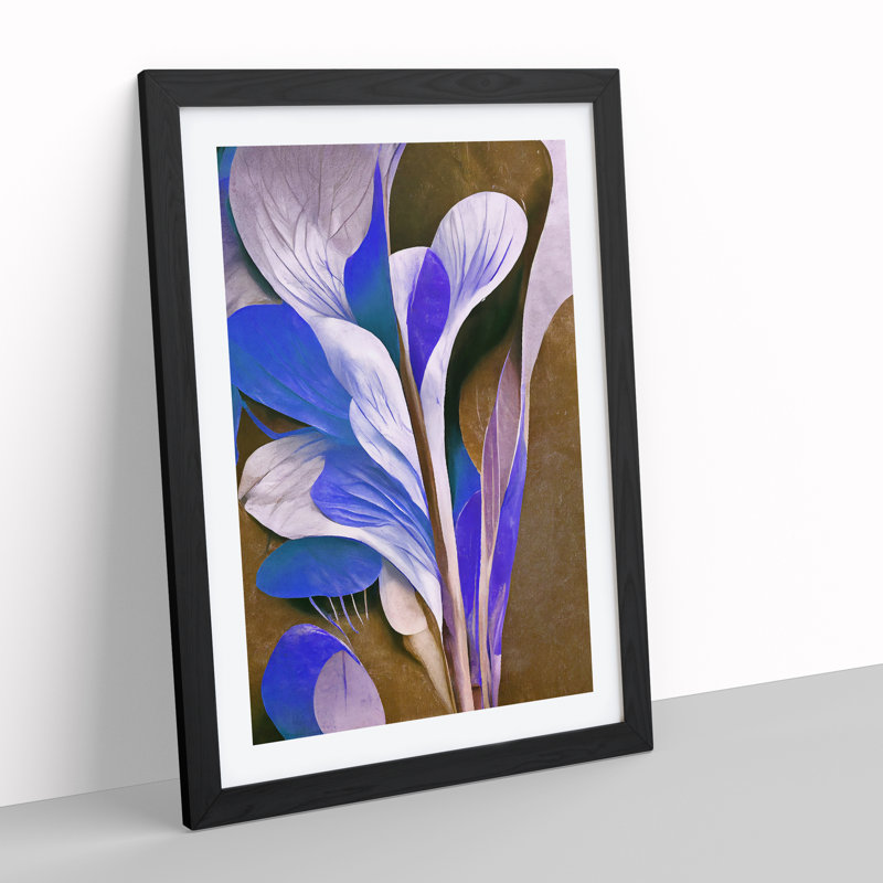 Abstract Painting Flowers No.4 - Single Picture Frame Painting, Black Framed, 64cm H x 46cm W x 2cm D