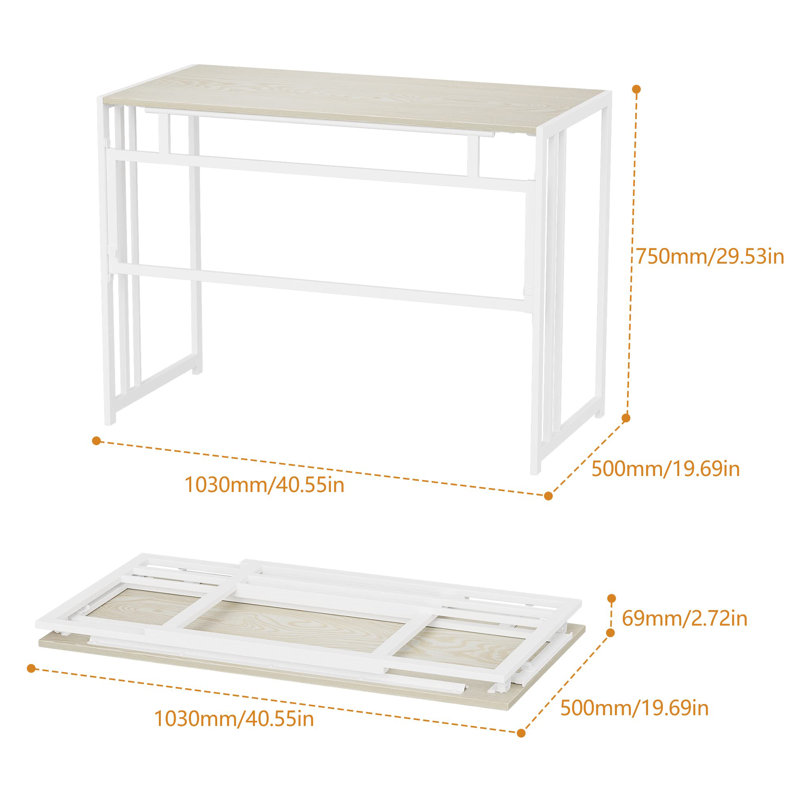 Metal Base Computer Desk, Beige/White